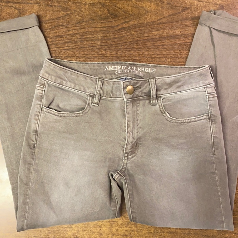 American Eagle, jeans, size 6, color faded green